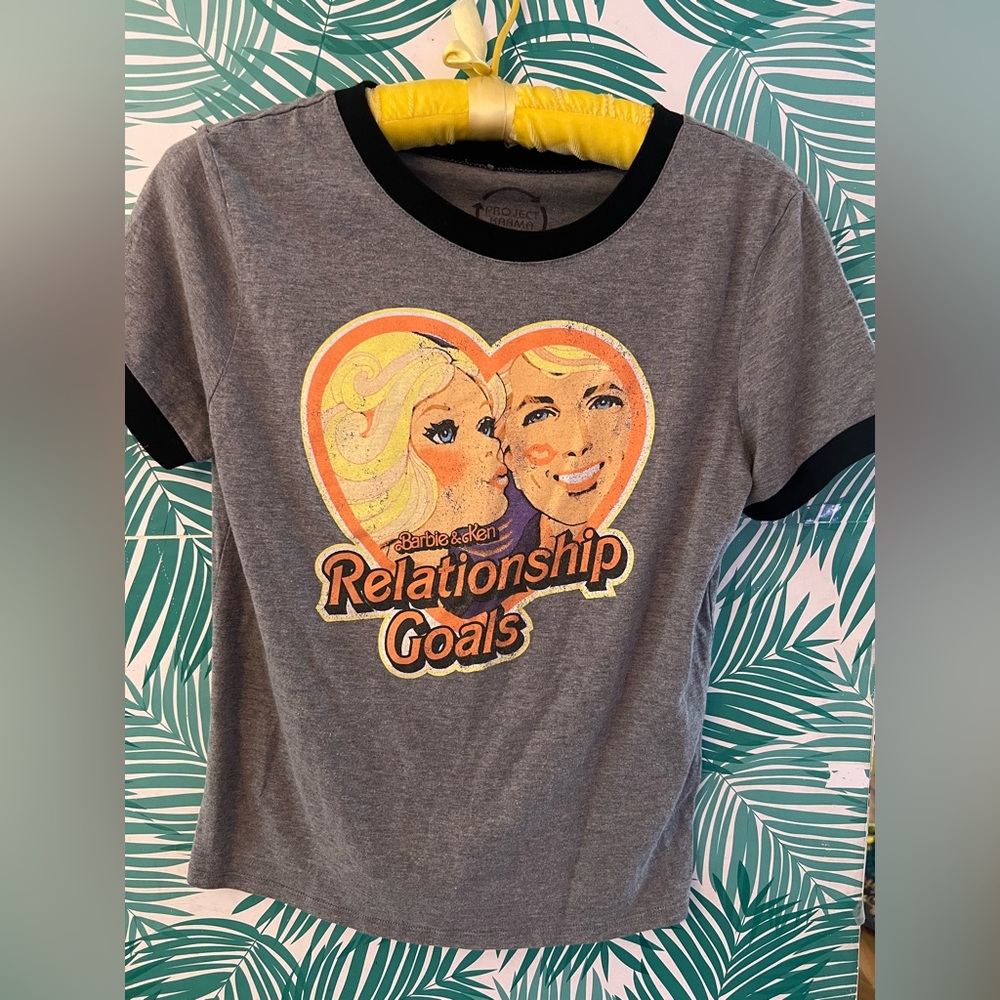 Barbie and Ken relationship goals project karma y2k fitted crop tee sz L